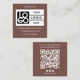 Tarjeta De Visita Cuadrada Logo Terracotta Código QR Sitio Web Redes Sociales