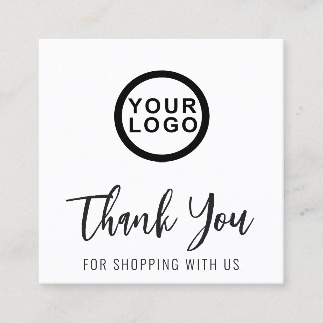 Tarjeta De Visita Cuadrada Logo Thank You Elegant Modern Square Business Card (Anverso)
