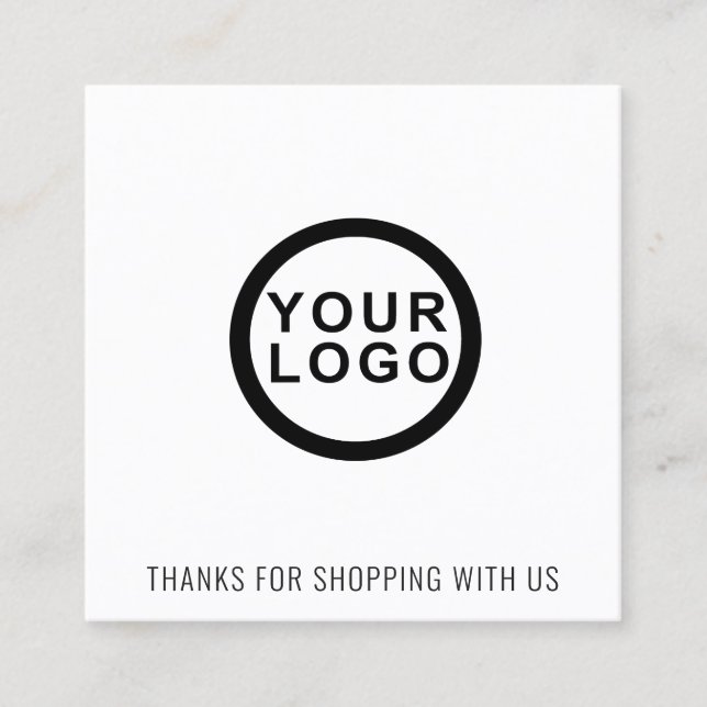 Tarjeta De Visita Cuadrada Logo | Thank You Modern Square Business Card (Anverso)