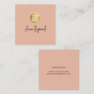 Tarjeta De Visita Cuadrada Logo y nombre de guión Boho Rose