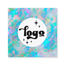 logotipo azul opal square business card