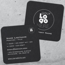 Logotipo blanco moderno en negro de borde redondea