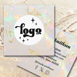 Tarjeta De Visita Cuadrada logotipo blanco opal