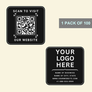Tarjeta De Visita Cuadrada Logotipo comercial y código QR del personalizado