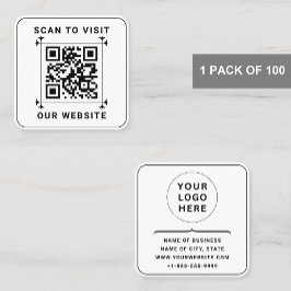 Tarjeta De Visita Cuadrada Logotipo comercial y código QR del personalizado |