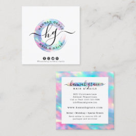 Tarjeta De Visita Cuadrada Logotipo de barrido de arcoiris Pastel de uñas en