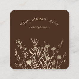 Tarjeta De Visita Cuadrada Logotipo de bocetos florales terrosos de flores si