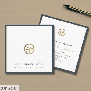 Tarjeta De Visita Cuadrada Logotipo de brújula de lujo simple