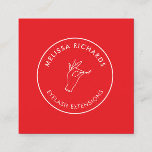 Tarjeta De Visita Cuadrada Logotipo de círculo de mano minimalista y pestañas