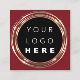 Tarjeta De Visita Cuadrada logotipo de código QR en línea Ver marco dorado Bo