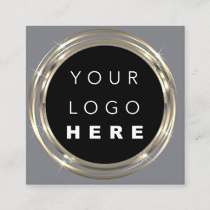 Tarjeta De Visita Cuadrada Logotipo de código QR en línea Ver marco dorado Vi