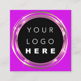 Tarjeta De Visita Cuadrada Logotipo de código QR en línea Ver marco dorado Vi