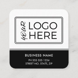 Tarjeta De Visita Cuadrada Logotipo de código QR negro básico simple moderno