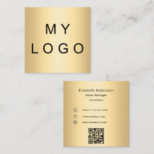 Tarjeta De Visita Cuadrada Logotipo de código qr oro profesional moderno
