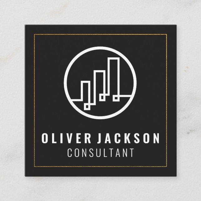 Tarjeta De Visita Cuadrada Logotipo de finanzas (Anverso)