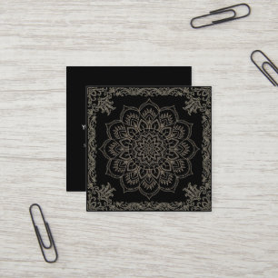 Tarjeta De Visita Cuadrada Logotipo de Flor de Loto Elegante Yoga