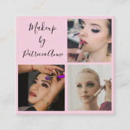 Tarjeta De Visita Cuadrada Logotipo de Foto de Maquillaje con Letra Elegante