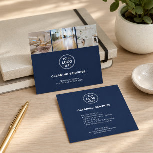Tarjeta De Visita Cuadrada Logotipo de foto de servicios de limpieza modernos