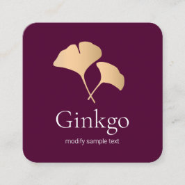 Tarjeta De Visita Cuadrada Logotipo de hoja de Ginkgo de oro Rosa