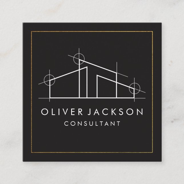 Tarjeta De Visita Cuadrada Logotipo de Home Architect (Anverso)
