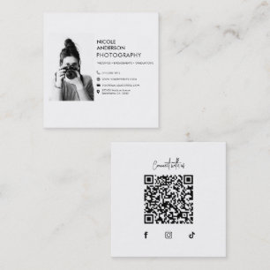 Tarjeta De Visita Cuadrada Logotipo de imagen de fotógrafo de cámara minimali