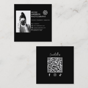 Tarjeta De Visita Cuadrada Logotipo de imagen de fotógrafo de cámara minimali