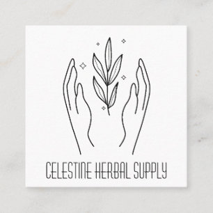 Tarjeta De Visita Cuadrada Logotipo de la Tienda Orgánica Boho Hands & Herb