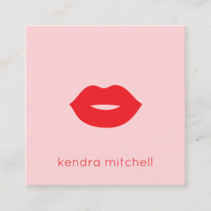 Tarjeta De Visita Cuadrada Logotipo de Labios Rojos Minimalista en Negrita Ma