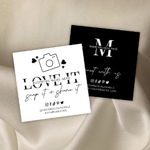 Tarjeta De Visita Cuadrada Logotipo de letra Minimalista de Love Snap Share S