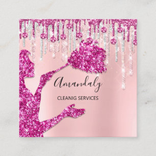 Tarjeta De Visita Cuadrada Logotipo de los servicios de limpieza de casas dom