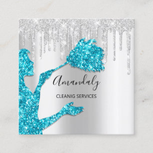 Tarjeta De Visita Cuadrada Logotipo de los servicios de limpieza de casas dom