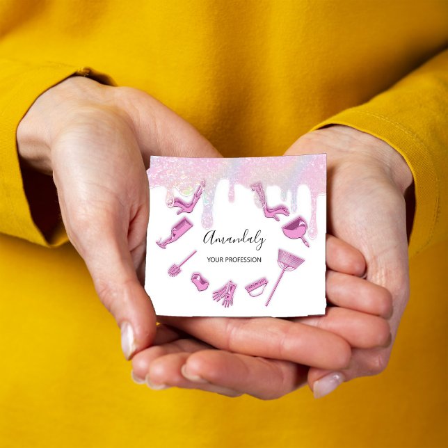 Tarjeta De Visita Cuadrada Logotipo de los servicios de limpieza de la Casa d (Subido por el creador)