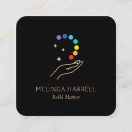 Tarjeta De Visita Cuadrada Logotipo de mano curadora Reiki, masaje, Wellness