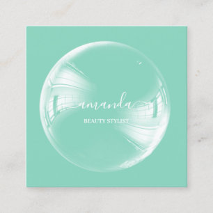 Tarjeta De Visita Cuadrada Logotipo de maquillaje Belleza Profesional Burbuja