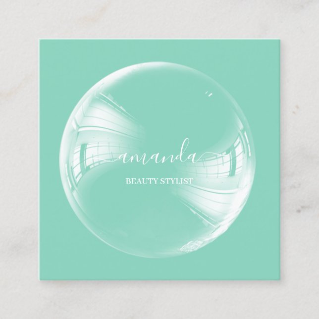 Tarjeta De Visita Cuadrada Logotipo de maquillaje Belleza Profesional Burbuja (Anverso)