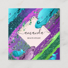 Tarjeta De Visita Cuadrada Logotipo de maquillaje de belleza profesional Resu
