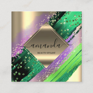 Tarjeta De Visita Cuadrada Logotipo de maquillaje profesional Cosméticos de c
