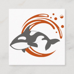 Tarjeta De Visita Cuadrada Logotipo de mascota de ballena orca