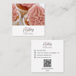 Tarjeta De Visita Cuadrada Logotipo de monograma de panadería Foto QR Negocio
