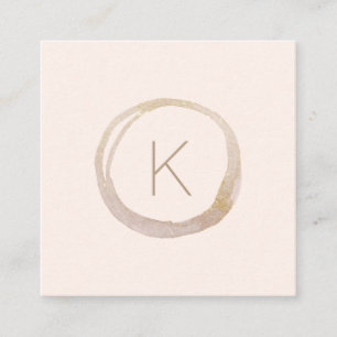 Tarjeta De Visita Cuadrada Logotipo de Monograma del Purpurina de oro rosa Ru