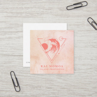Tarjeta De Visita Cuadrada Logotipo de onda de playa geométrica moderna