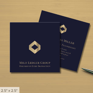 Tarjeta De Visita Cuadrada Logotipo de oro azul de la Marina moderna