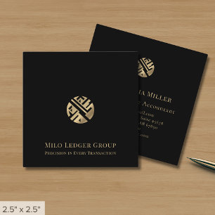 Tarjeta De Visita Cuadrada Logotipo de oro negro moderno
