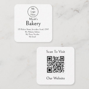 Tarjeta De Visita Cuadrada Logotipo de panadería de código QR de lujo minimal
