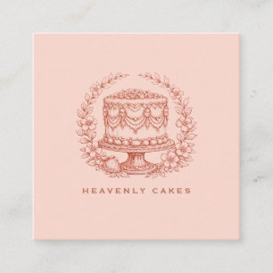 Tarjeta De Visita Cuadrada Logotipo de Panadería de Torta Elegante