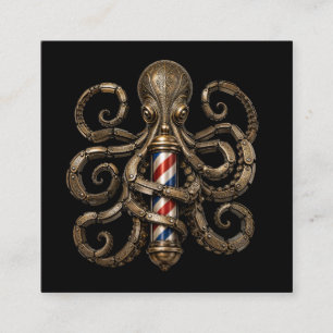 Tarjeta De Visita Cuadrada Logotipo de peluquería de tijeras de pulpo de bron