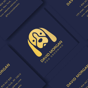 Tarjeta De Visita Cuadrada Logotipo de perro de oro de lujo mascota Grooming