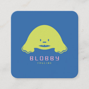Tarjeta De Visita Cuadrada Logotipo de Personaje Blobby Diseño de Marca de