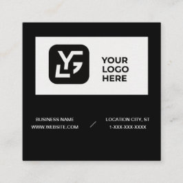Tarjeta De Visita Cuadrada Logotipo de Personalizado blanco y negro moderno