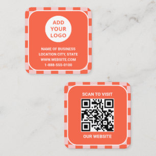 Tarjeta De Visita Cuadrada Logotipo de Personalizado de Naranja retro y códig